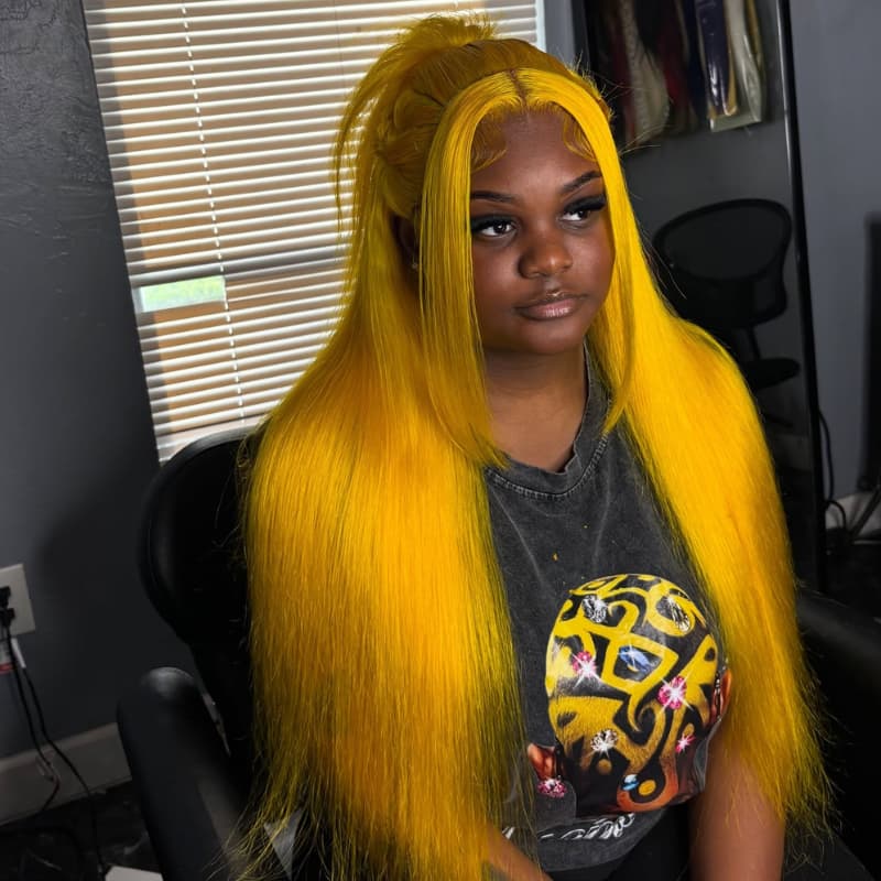SWAY 30 32 34 Inch Yellow Bone Straight 13x4 Lace Front Human Hair Wig
