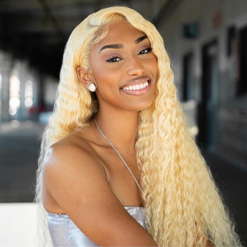 SWAY 613 Blonde Water Wave Wet and Wavy 13x4 Lace Front Virgin Human Hair Wigs 200 Density