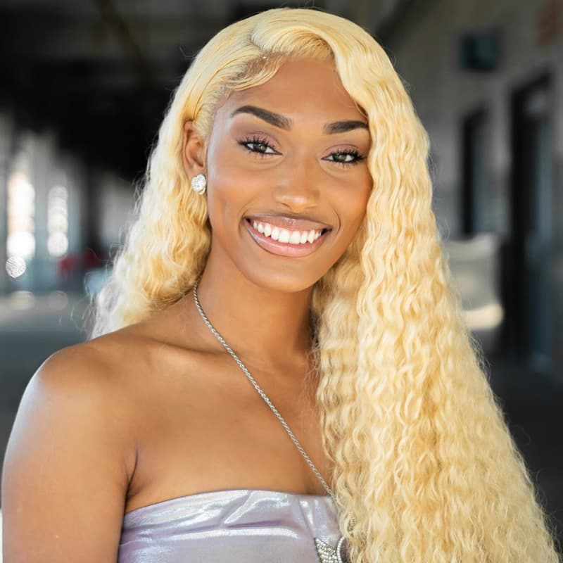 SWAY 613 Blonde Water Wave Wet and Wavy 13x4 Lace Front Virgin Human Hair Wigs 200 Density