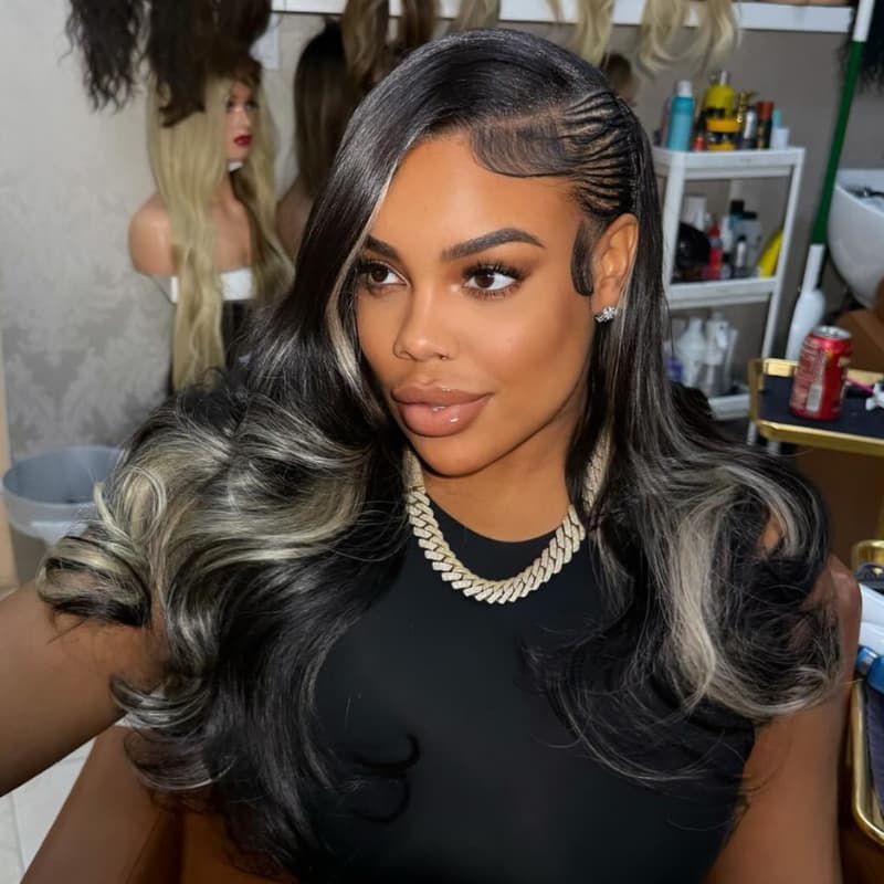 SWAY Balayage Black Blonde Streaks 13x4 Lace Front Virgin Human Hair Wigs 200 Density