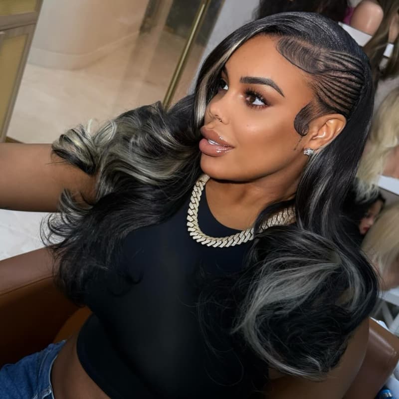 SWAY Balayage Black Blonde Streaks 13x4 Lace Front Virgin Human Hair Wigs 200 Density