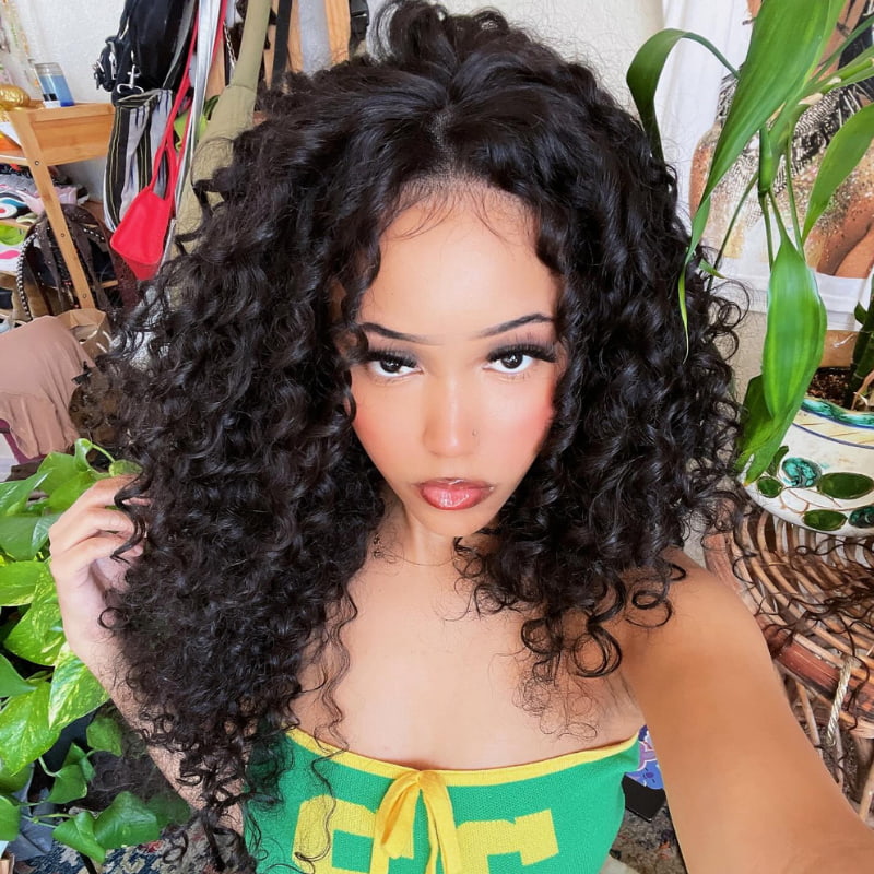 SWAY Black Spanish Crimped Loose Curls Virgin Remy Human Hair Wigs