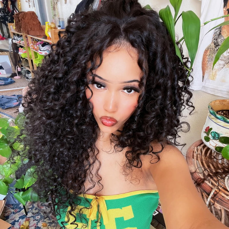 SWAY Black Spanish Crimped Loose Curls Virgin Remy Human Hair Wigs