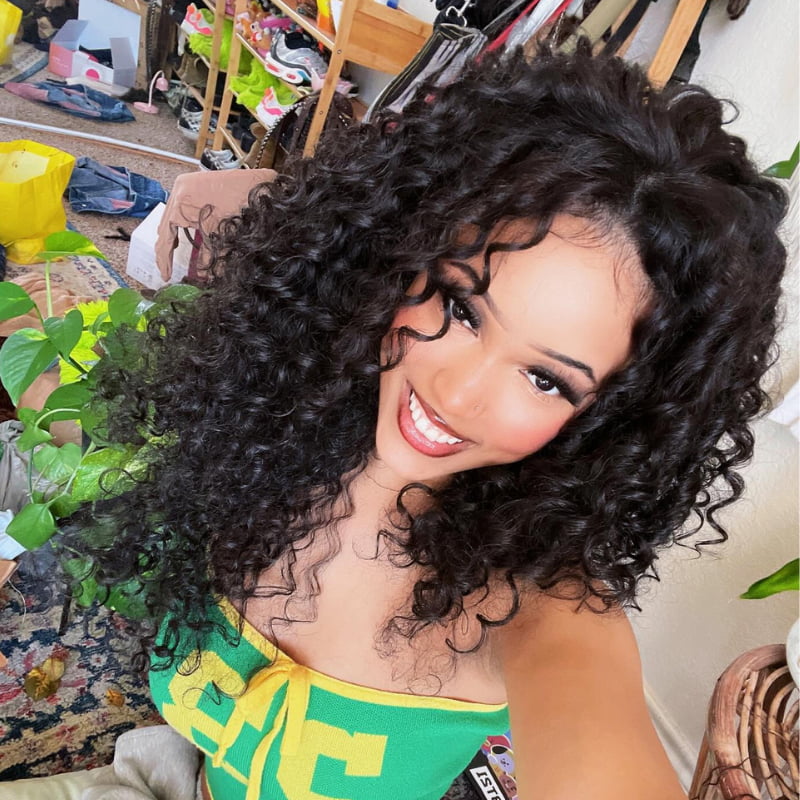 SWAY Black Spanish Crimped Loose Curls Virgin Remy Human Hair Wigs