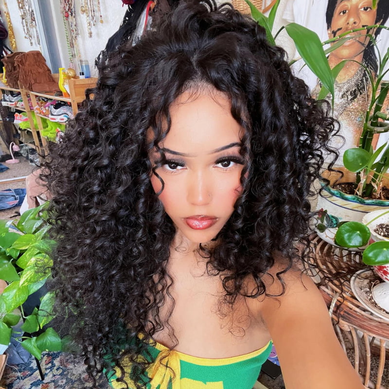 SWAY Black Spanish Crimped Loose Curls Virgin Remy Human Hair Wigs