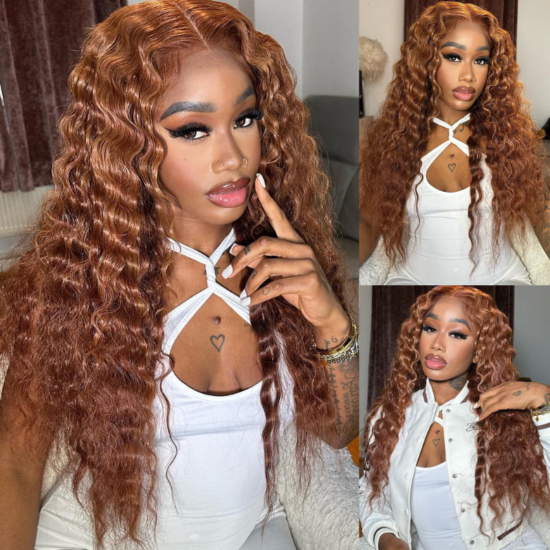 SWAY Brown Deep Wave Curly 13x4 HD Lace Front Virgin Human Hair Wigs