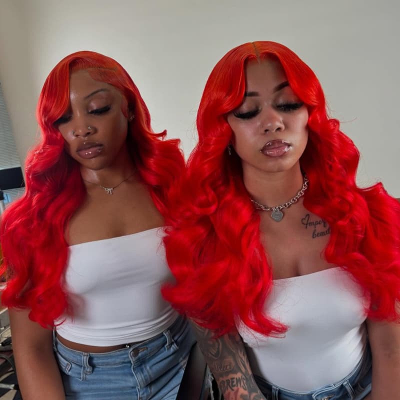 SWAY 200 Density Burgundy Red HD Transparent Lace Front Human Hair Wig