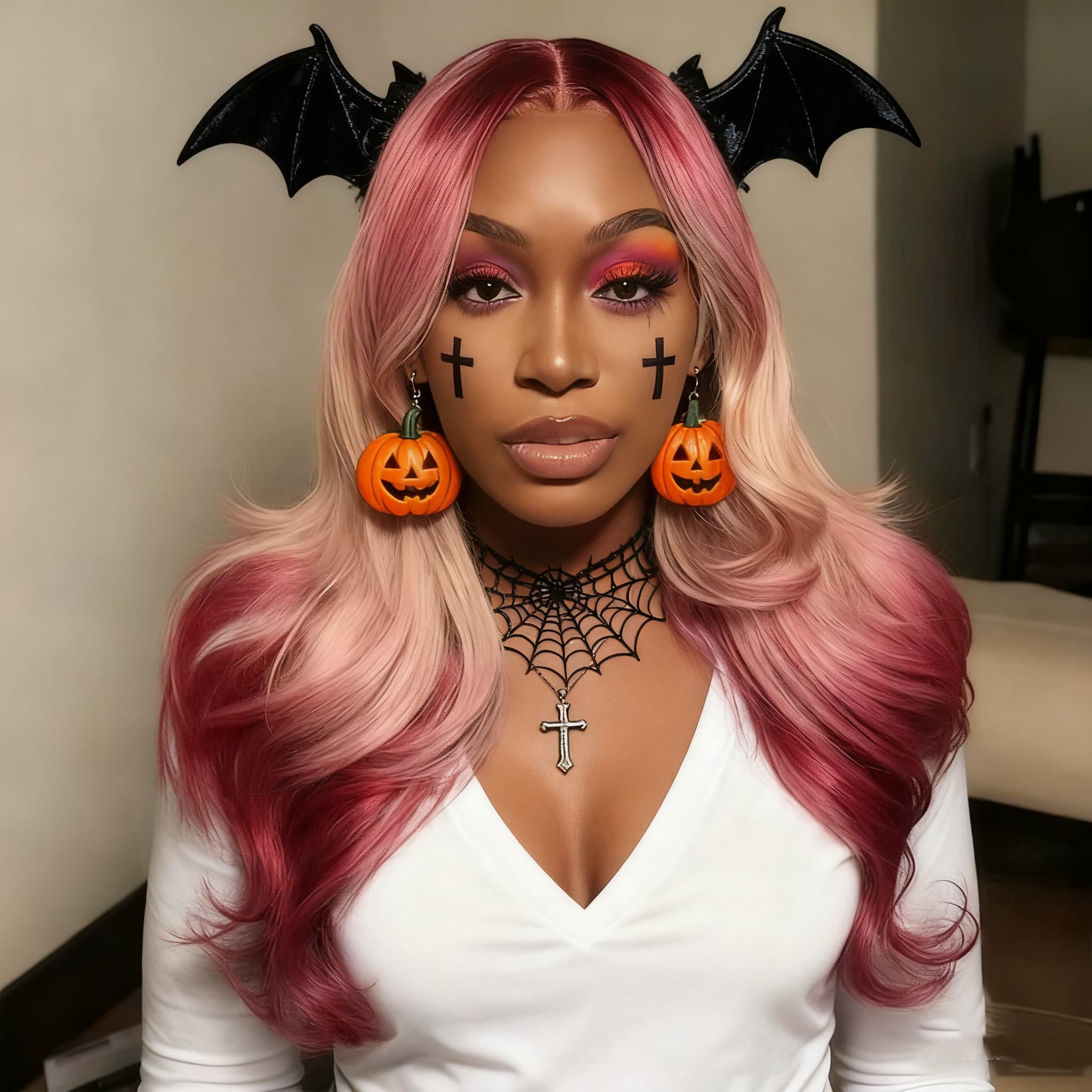 SWAY Halloween Cosplay Ombre Hot Pink Blonde 13x4 Lace Front Virgin Human Hair Wigs