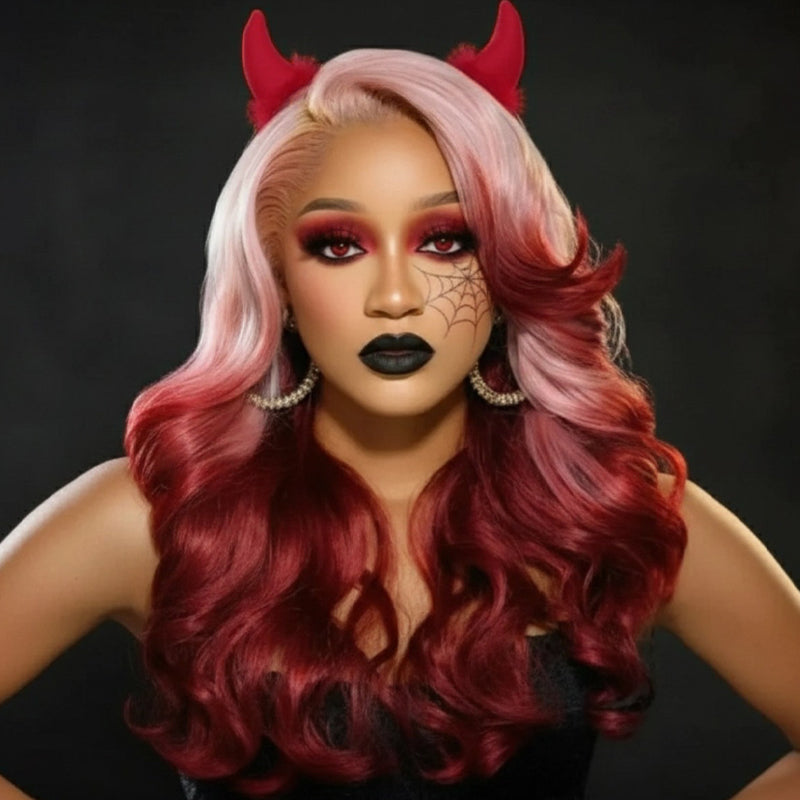 SWAY Cosplay Ombre Pink Strawberry Red 13x4 Lace Front Virgin Human Hair Wigs