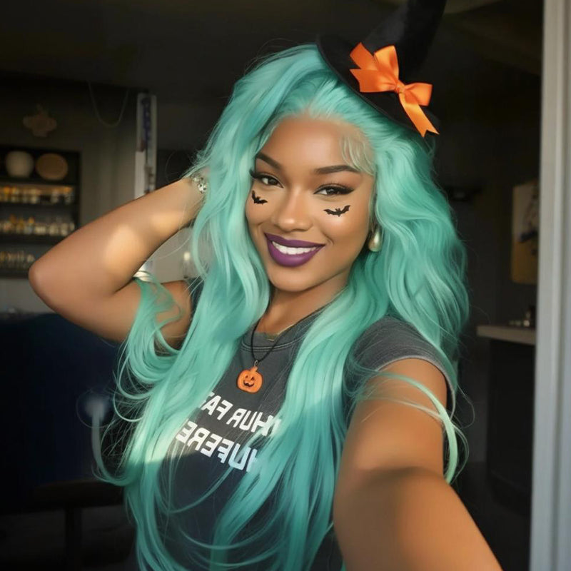 SWAY Halloween Cosplay Pastel Green 13x4 Lace Front Virgin Human Hair Wig