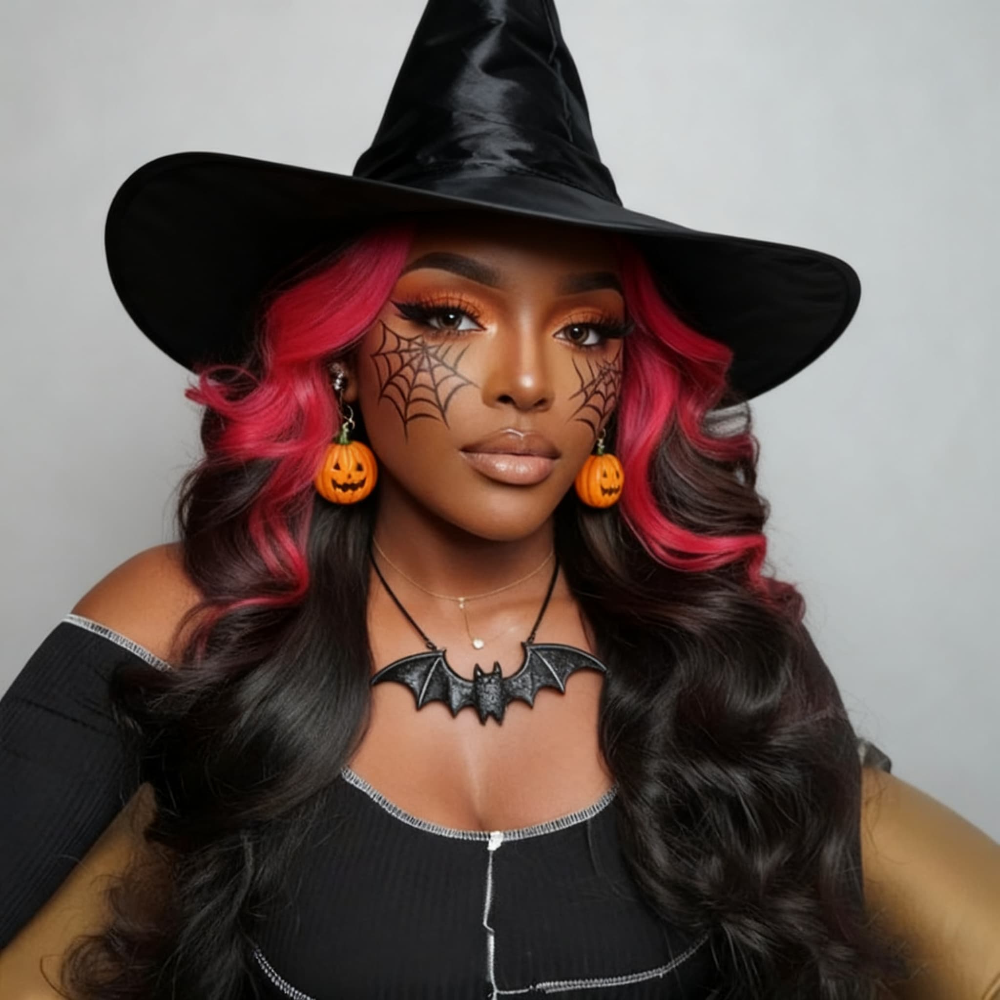 SWAY Halloween Cosplay Pink Red Skunk Stripe Highlights 13x4 Lace Front Human Hair Wigs
