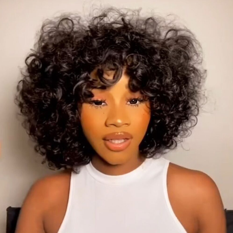 SWAY Elegant Short Bob Bouncy Loose Curls 13x4 Lace Front Virgin Human Hair Wig