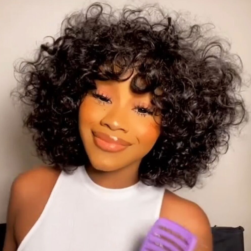 SWAY Elegant Short Bob Bouncy Loose Curls 13x4 Lace Front Virgin Human Hair Wig