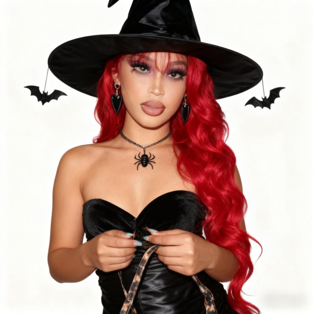 SWAY Halloween Cosplay 99J Red Body Wave With Bangs HD Lace Front Virgin Human Hair Wigs