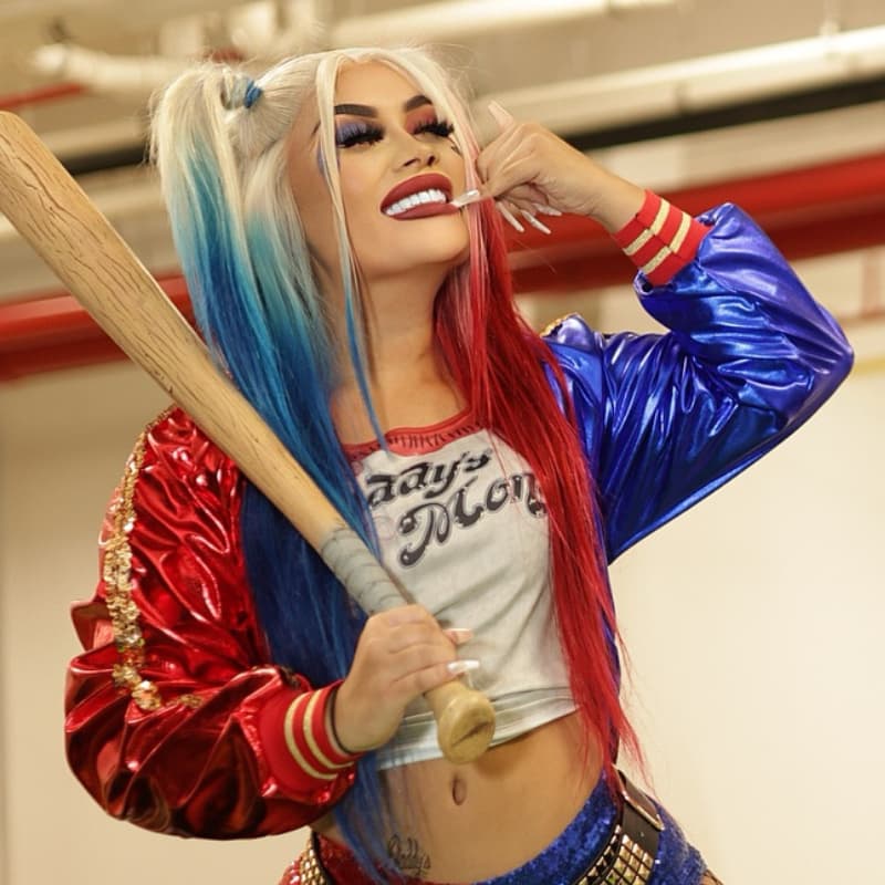 SWAY Halloween Cosplay Ombre Blonde Half Blue Half Burgundy Red 13x4 Lace Front Human Hair Wigs