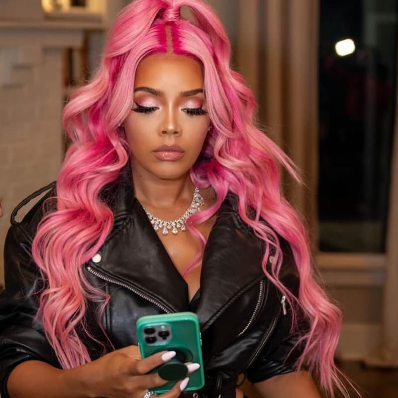 SWAY Hot Pink Wavy 13x4 Lace Front Virgin Human Hair Wigs 200 Density