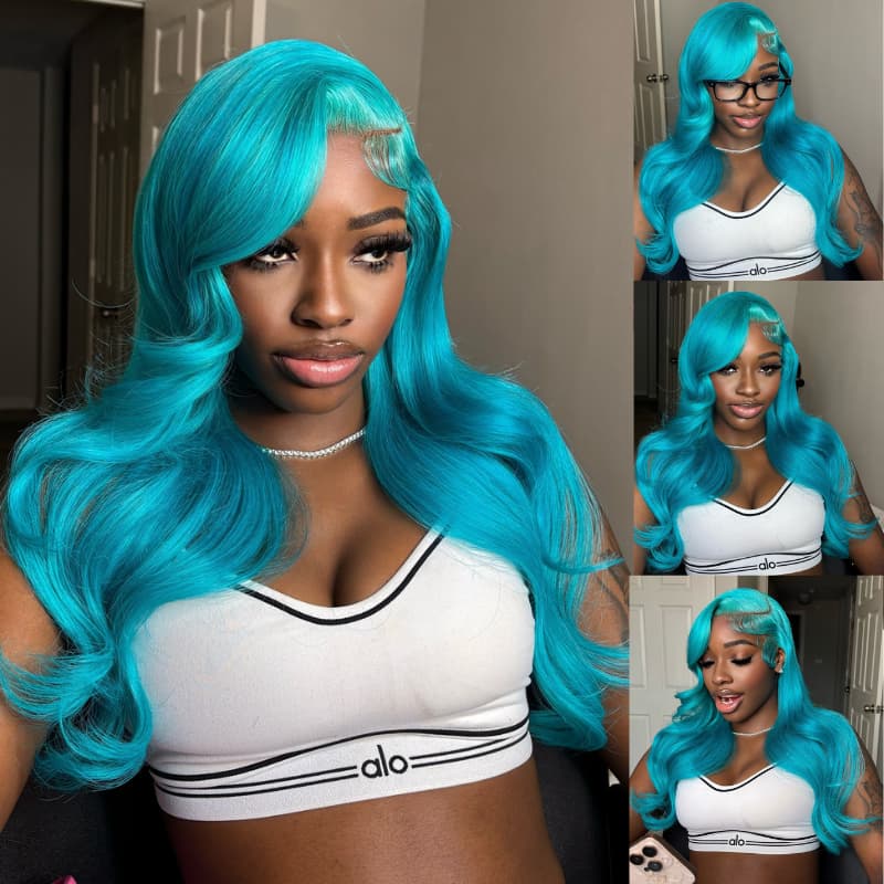 SWAY Ocean Blue 200 Density 13x4 Lace Front Virgin Remy Human Hair Wig