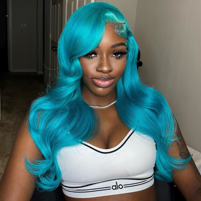 SWAY Ocean Blue 200 Density 13x4 Lace Front Virgin Remy Human Hair Wig