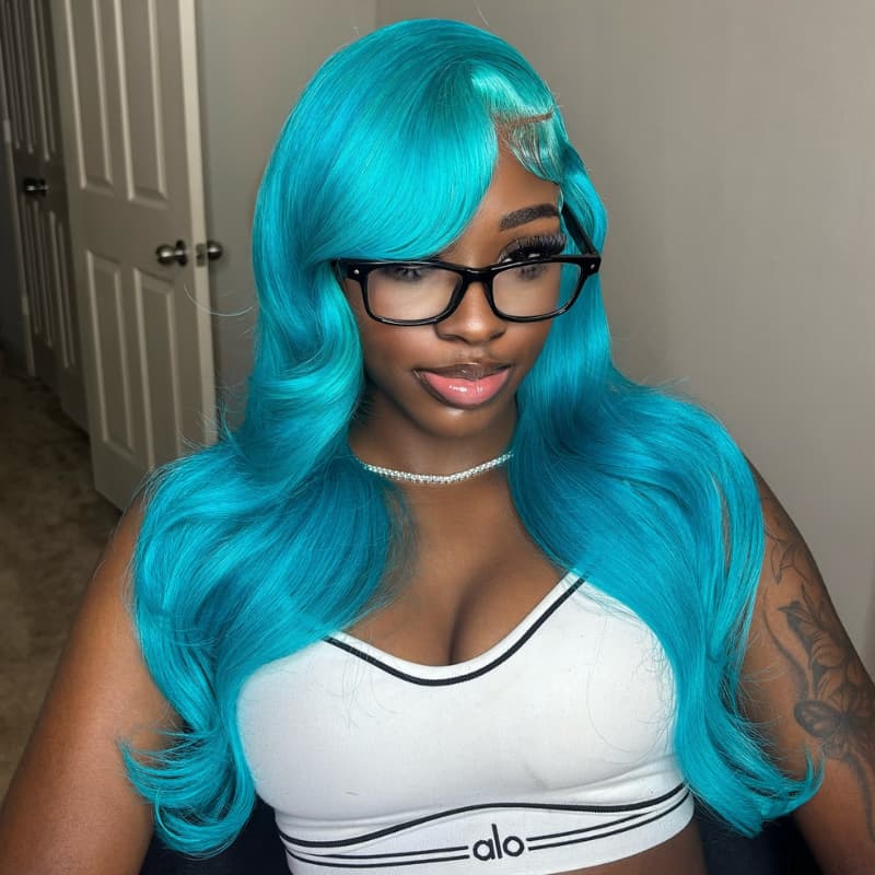 SWAY Ocean Blue 200 Density 13x4 Lace Front Virgin Remy Human Hair Wig