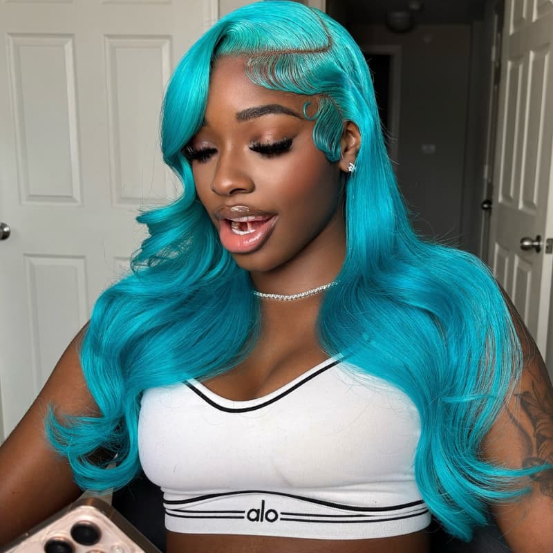 SWAY Ocean Blue 200 Density 13x4 Lace Front Virgin Remy Human Hair Wig