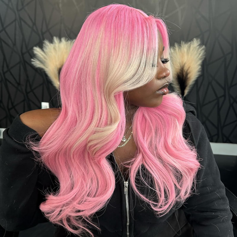 SWAY Ombre Pink Blonde 13x4 Transparent Lace Front Human Hair Wigs