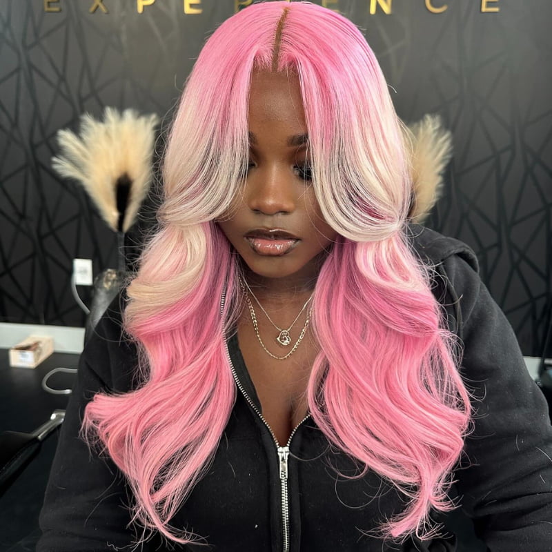 SWAY Ombre Pink Blonde 13x4 Transparent Lace Front Human Hair Wigs