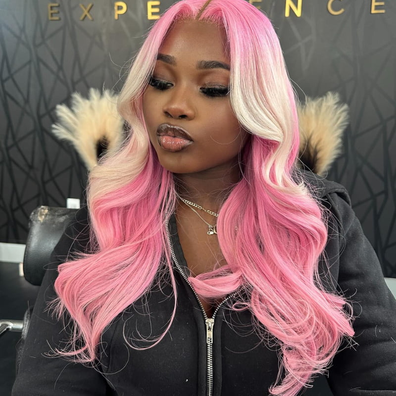 SWAY Ombre Pink Blonde 13x4 Transparent Lace Front Human Hair Wigs
