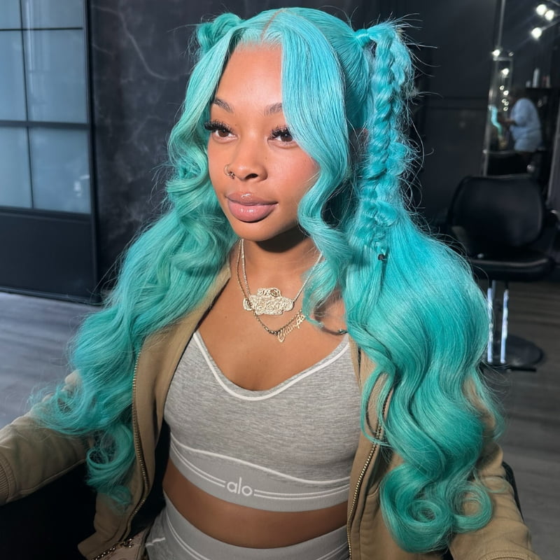 SWAY Pastel Green 13x4 HD Lace Front Virgin Human Hair Colored Wigs