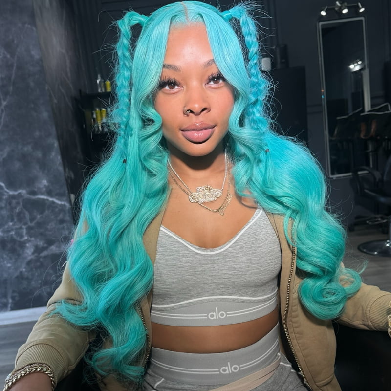 SWAY Pastel Green 13x4 HD Lace Front Virgin Human Hair Colored Wigs