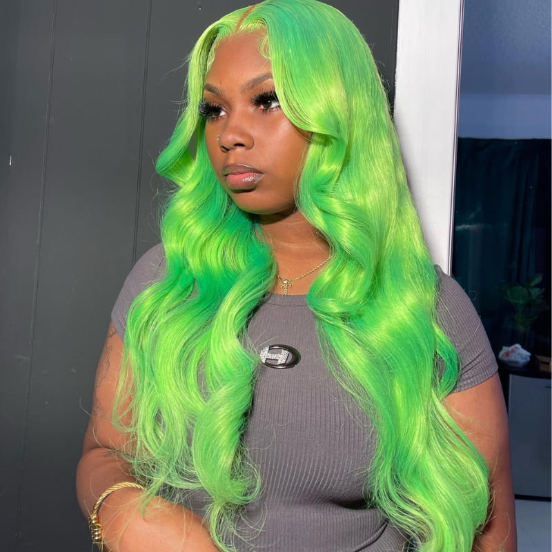 SWAY Pastel Green Body Wave 13x4 HD Lace Front Virgin Human Hair Wigs