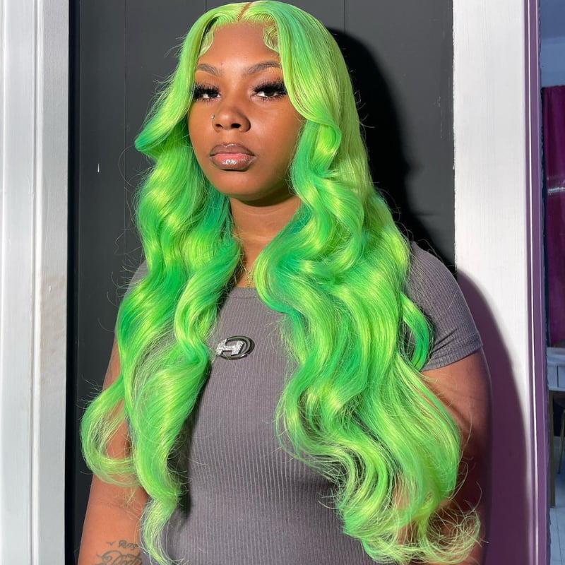 SWAY Pastel Green Body Wave 13x4 HD Lace Front Virgin Human Hair Wigs