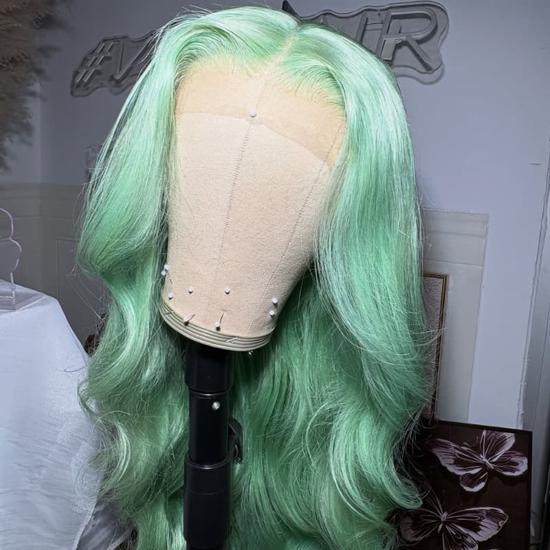 SWAY Pastel Ice Mint Green 13x4 Lace Front Virgin Human Hair Wigs