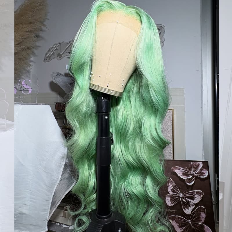 SWAY Pastel Ice Mint Green 13x4 Lace Front Virgin Human Hair Wigs