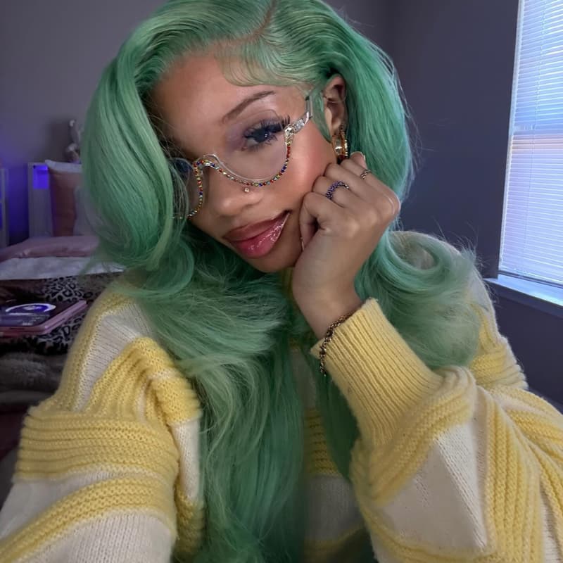 SWAY Pastel Teal Green 13x4 Lace Front Virgin Human Hair Wigs 200 Density