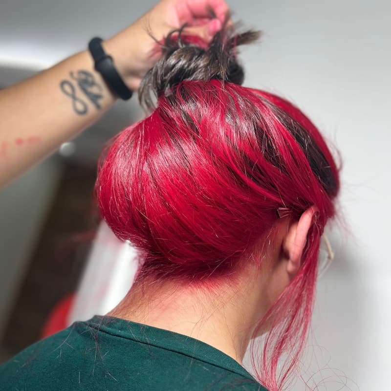 SWAY Peekaboo Dark Brown Hot Pink Streaks 13x4 Lace Front Human Hair Wigs