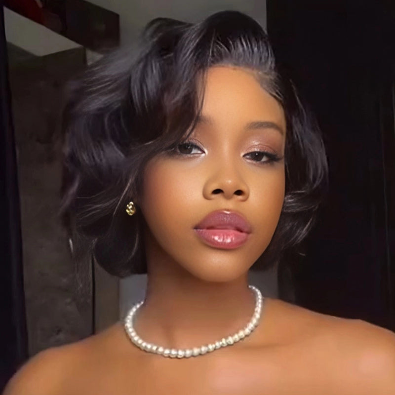 SWAY Short Bob Elegant Soft Wavy 13x4 Lace Front Virgin Human Hair Wig