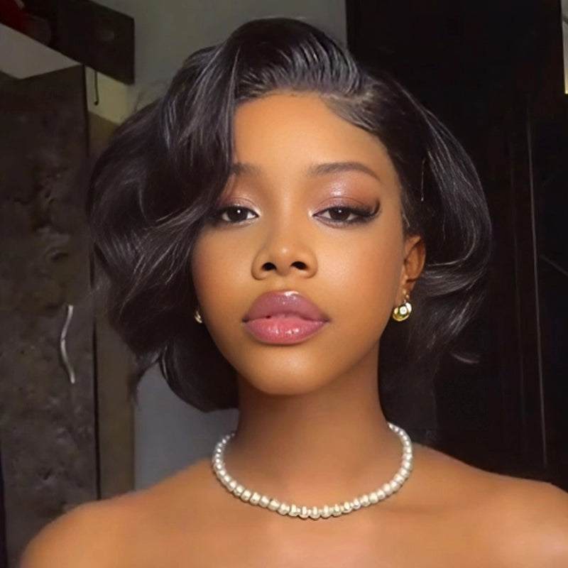 SWAY Short Bob Elegant Soft Wavy 13x4 Lace Front Virgin Human Hair Wig