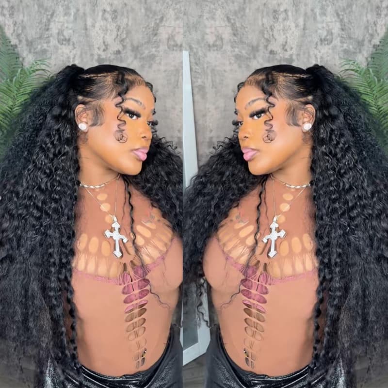 Pelucas de cabello humano Remy con encaje frontal de 13x4 y rizos sueltos de densidad 250-300 de SWAY 