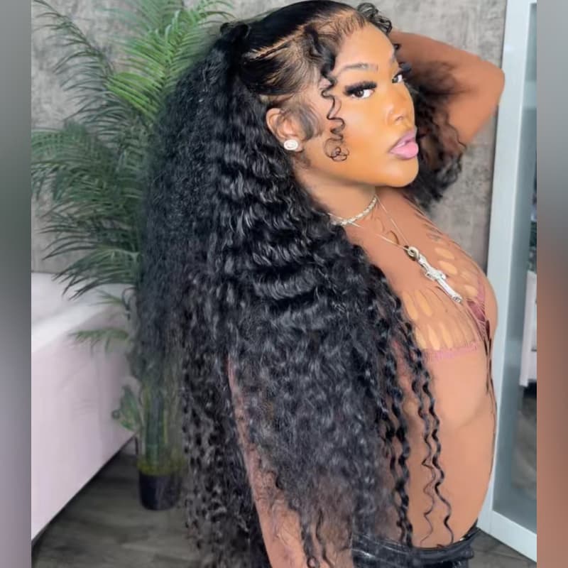 Pelucas de cabello humano Remy con encaje frontal de 13x4 y rizos sueltos de densidad 250-300 de SWAY 