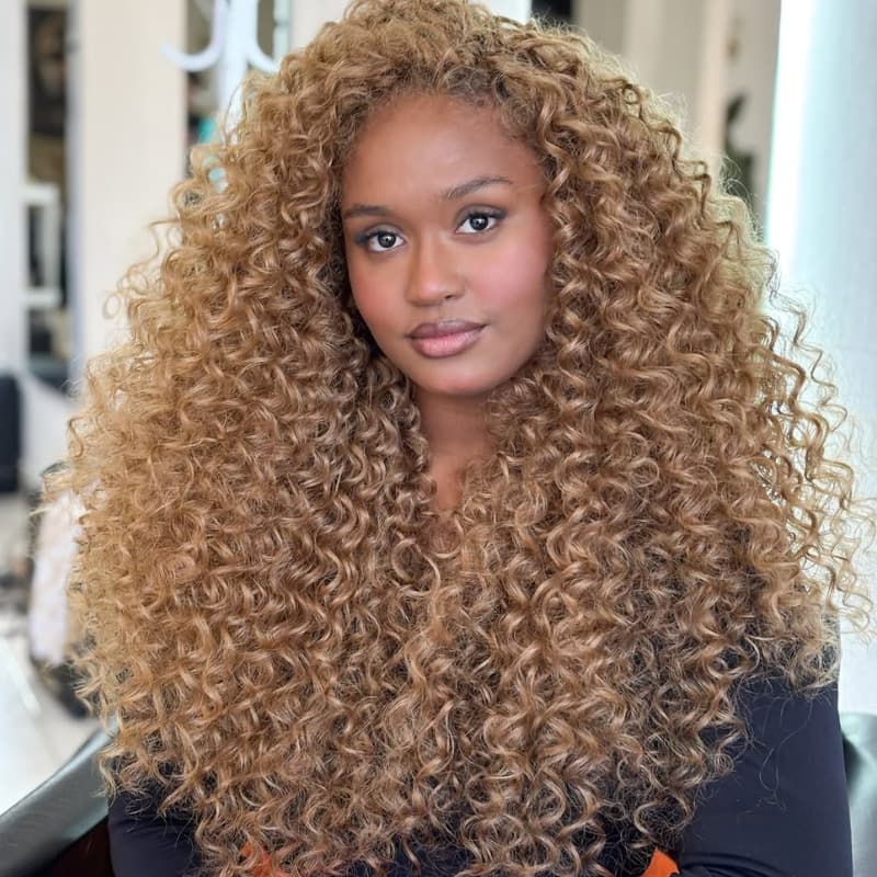 SWAY Strawberry Honey Blonde Tighter Curls 250 300 Density 13x4 HD Lace Front Human Hair Wigs