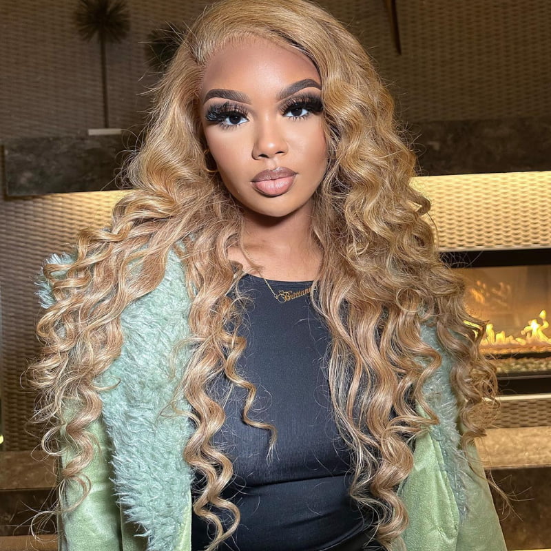 SWAY Strawberry Honey Blonde Wand Curls 13x4 Lace Front Human Hair Wig