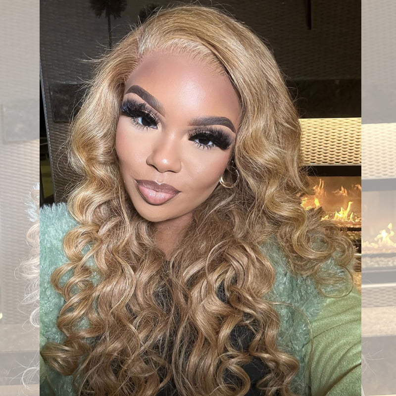 SWAY Strawberry Honey Blonde Wand Curls 13x4 Lace Front Human Hair Wig