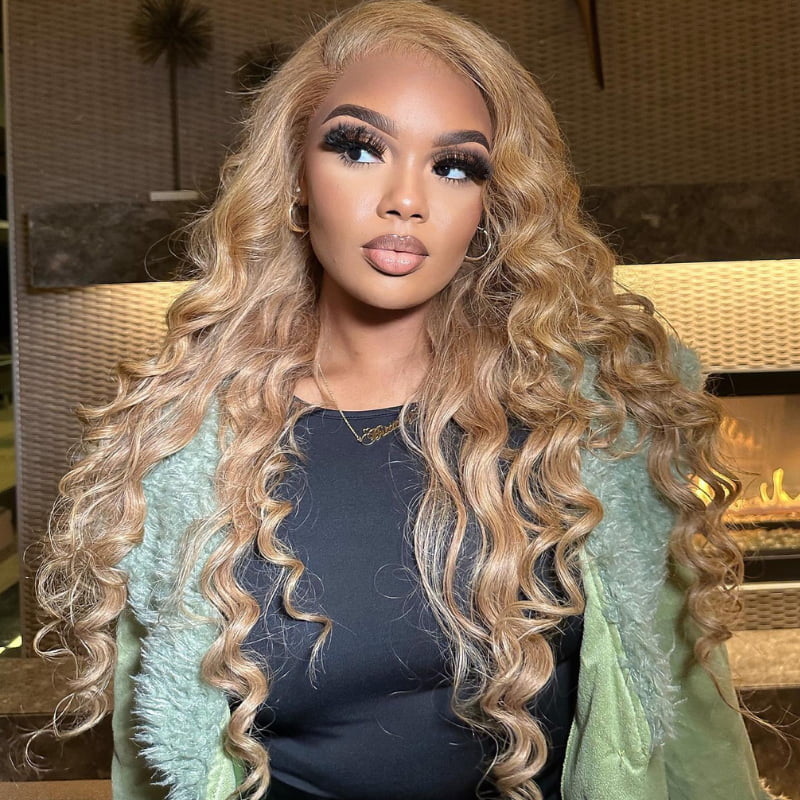 SWAY Strawberry Honey Blonde Wand Curls 13x4 Lace Front Human Hair Wig