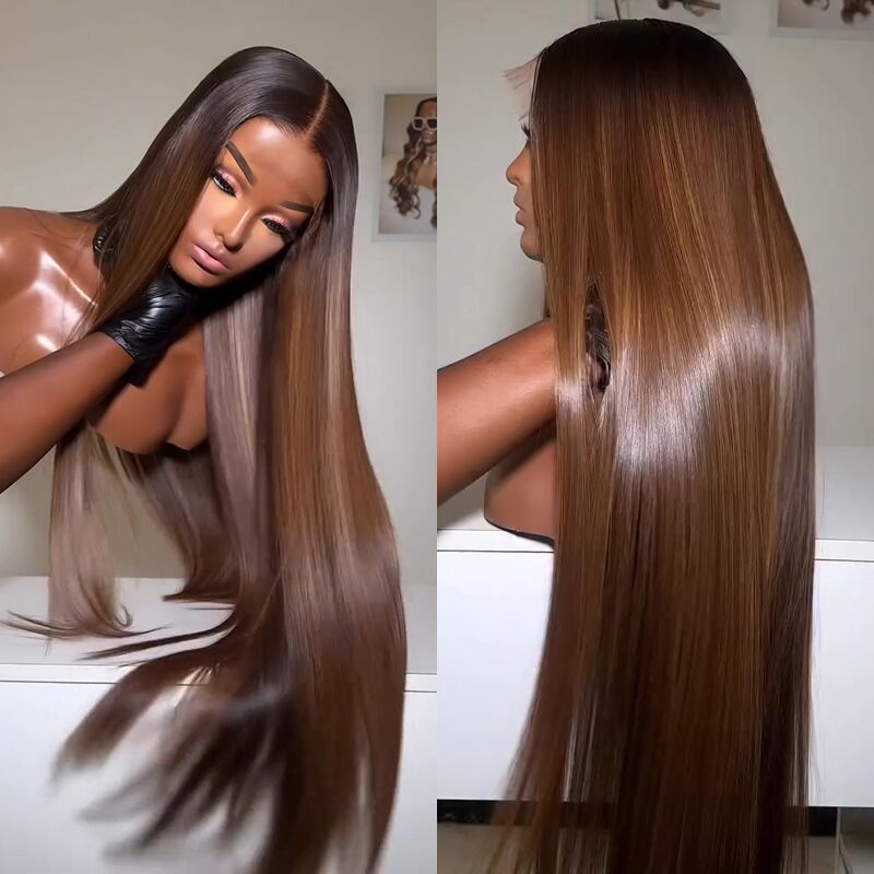 SWAY Vietnamese Brown Bone Straight 13x4 Lace Front Human Hair Wigs