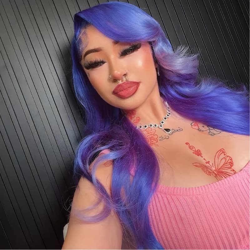 SWAY Violet Blue Wavy 13x4 Lace Front Virgin Human Hair Wigs 200 Density