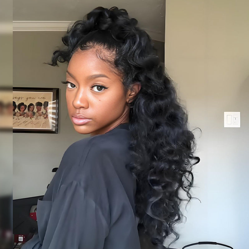 SWAY Voluminous Glam Loose Deep Wave 13x4 Lace Front Human Hair Wig 250 300 Density