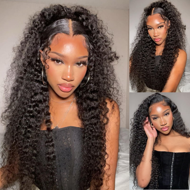SWAY 250 300 Density Deep Curly 13x4 Lace Front Virgin Human Hair Wigs