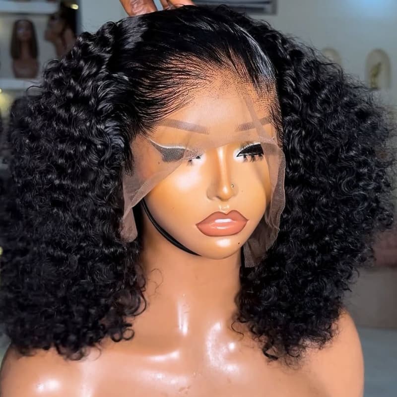 SWAY Chic Kinky Curly Short Bob 13x4 Lace Front Virgin Human Hair Wig