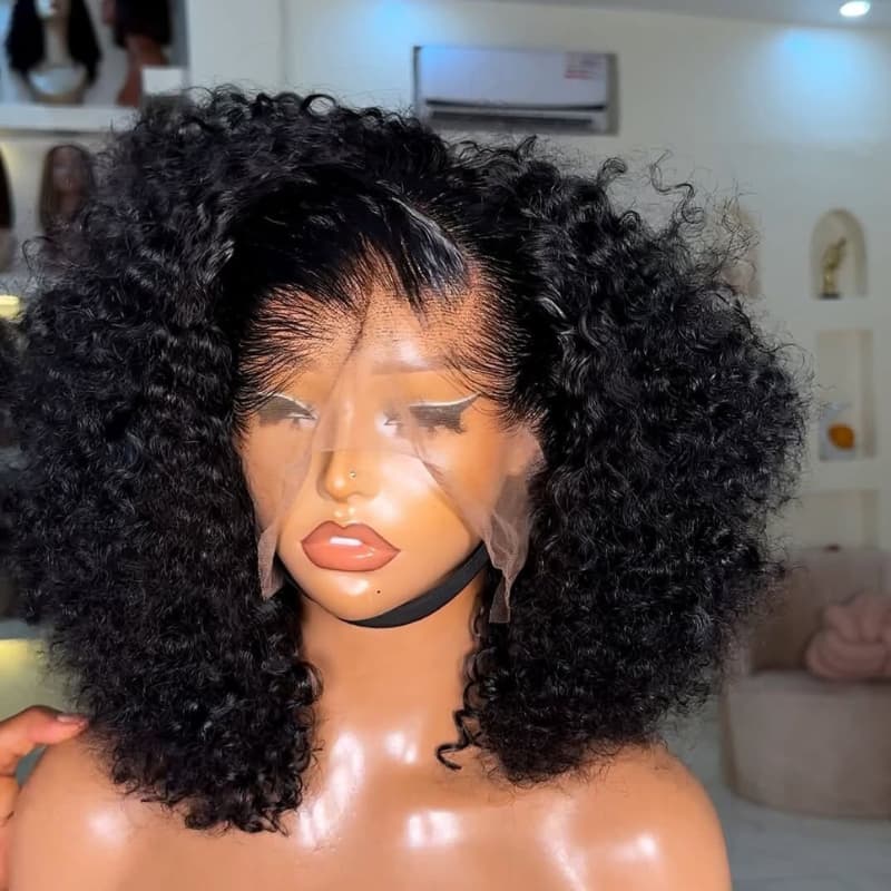 SWAY Chic Kinky Curly Short Bob 13x4 Lace Front Virgin Human Hair Wig