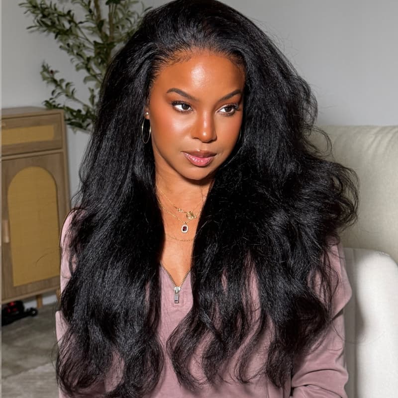 SWAY Soft Fluffy Yaki Loose Body Wave 13X4 Lace Front Human Hair Wigs 250 300 Density